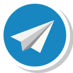 Clipart of a folded paper airplane in white and silver on a blue circle with a gray shadow.